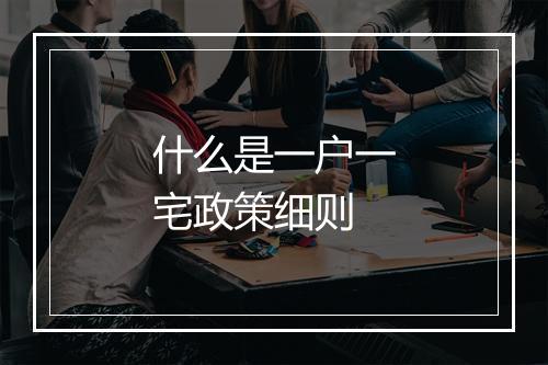 什么是一户一宅政策细则