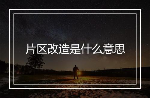 片区改造是什么意思