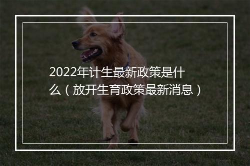 2022年计生最新政策是什么（放开生育政策最新消息）