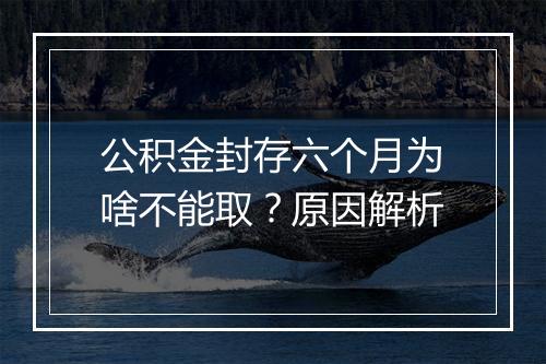 公积金封存六个月为啥不能取？原因解析