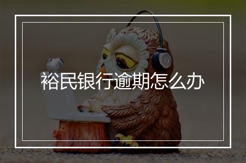 裕民银行逾期怎么办