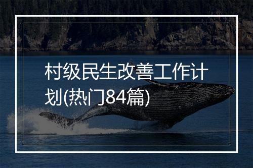 村级民生改善工作计划(热门84篇)