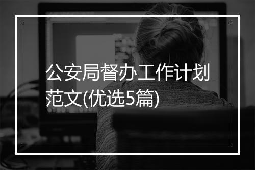 公安局督办工作计划范文(优选5篇)
