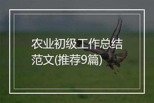 农业初级工作总结范文(推荐9篇)