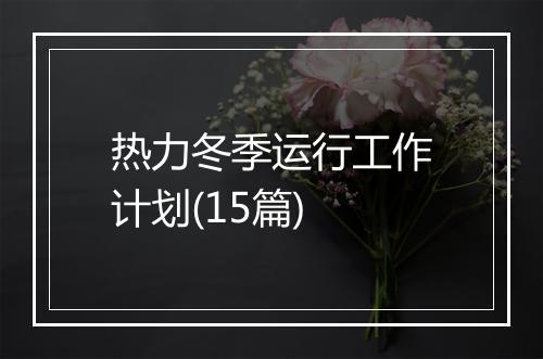 热力冬季运行工作计划(15篇)