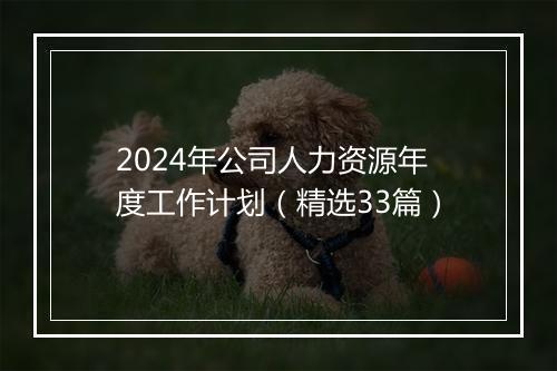 2024年公司人力资源年度工作计划（精选33篇）