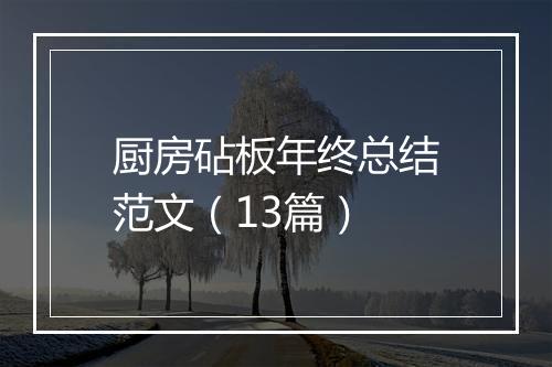 厨房砧板年终总结范文（13篇）