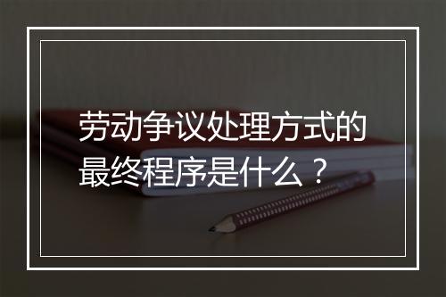 劳动争议处理方式的最终程序是什么？