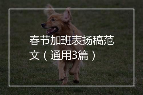 春节加班表扬稿范文（通用3篇）