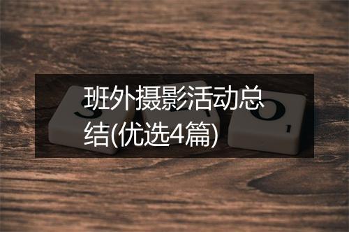 班外摄影活动总结(优选4篇)