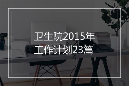 卫生院2015年工作计划23篇