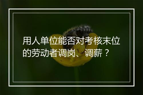 用人单位能否对考核末位的劳动者调岗、调薪？