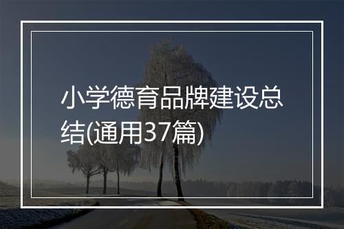 小学德育品牌建设总结(通用37篇)