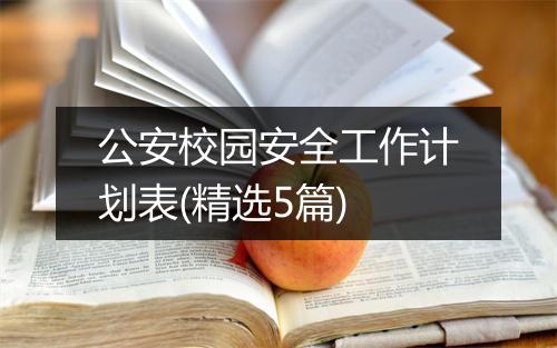 公安校园安全工作计划表(精选5篇)