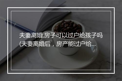 夫妻离婚,房子可以过户给孩子吗(夫妻离婚后，房产能过户给小孩吗)