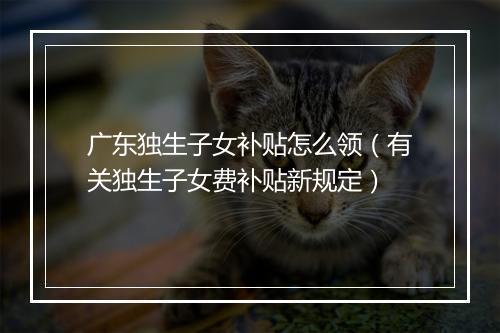 广东独生子女补贴怎么领（有关独生子女费补贴新规定）