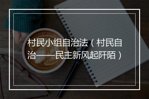 村民小组自治法（村民自治——民主新风起阡陌）
