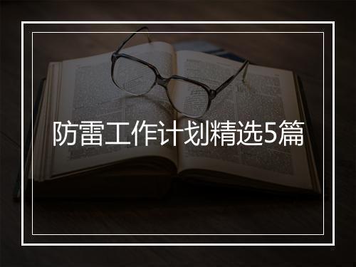防雷工作计划精选5篇