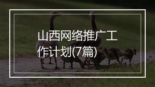 山西网络推广工作计划(7篇)
