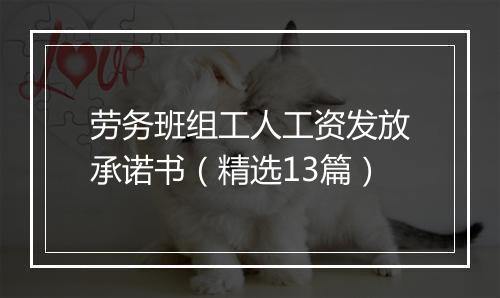 劳务班组工人工资发放承诺书（精选13篇）