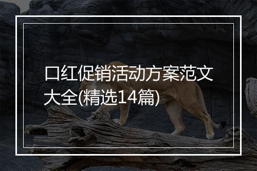 口红促销活动方案范文大全(精选14篇)