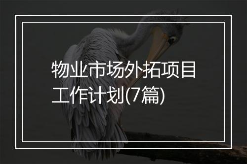物业市场外拓项目工作计划(7篇)