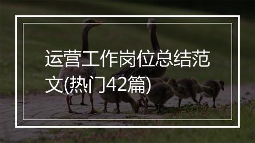 运营工作岗位总结范文(热门42篇)