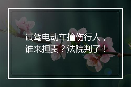 试驾电动车撞伤行人，谁来担责？法院判了！