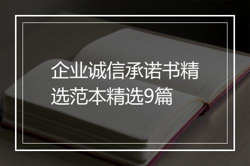 企业诚信承诺书精选范本精选9篇