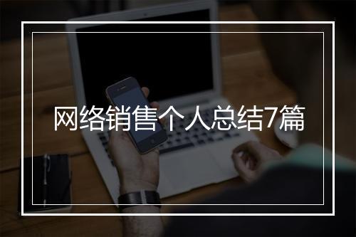 网络销售个人总结7篇