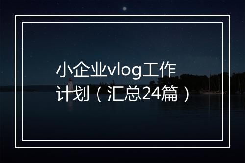 小企业vlog工作计划（汇总24篇）
