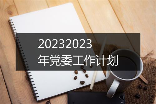 20232023年党委工作计划