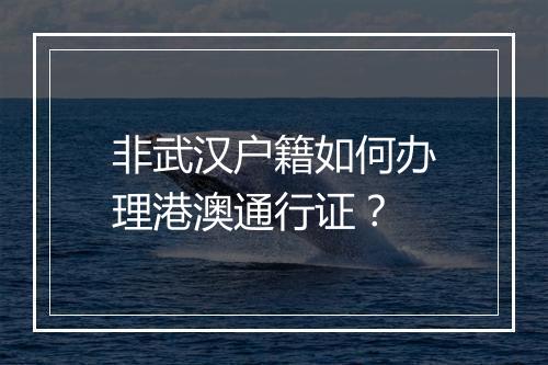 非武汉户籍如何办理港澳通行证？