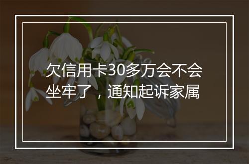 欠信用卡30多万会不会坐牢了，通知起诉家属