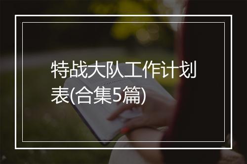 特战大队工作计划表(合集5篇)