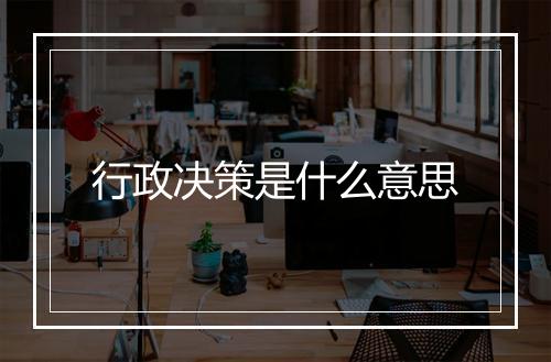 行政决策是什么意思
