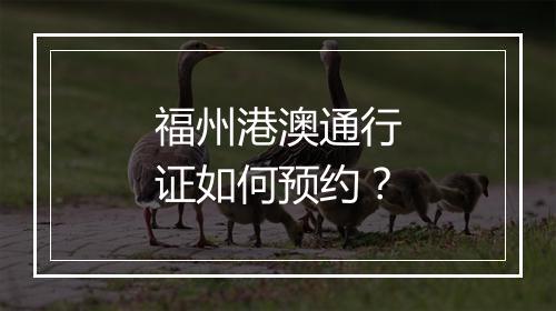 福州港澳通行证如何预约？