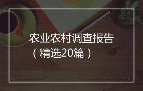农业农村调查报告（精选20篇）