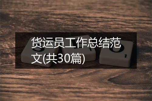 货运员工作总结范文(共30篇)