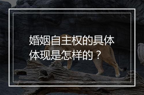 婚姻自主权的具体体现是怎样的？