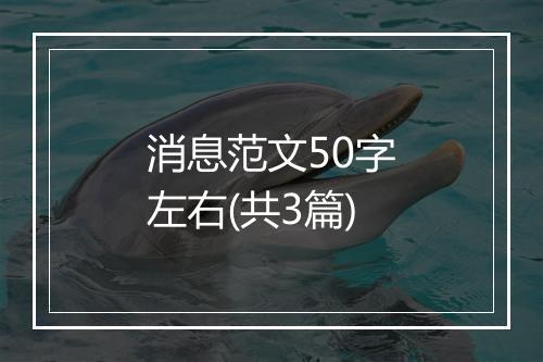 消息范文50字左右(共3篇)
