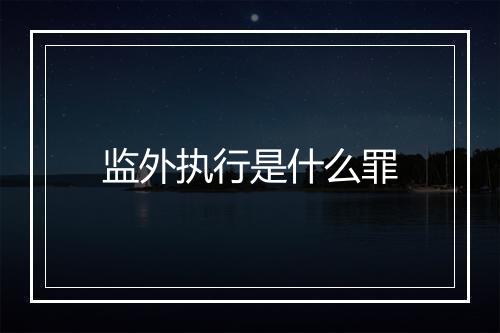 监外执行是什么罪