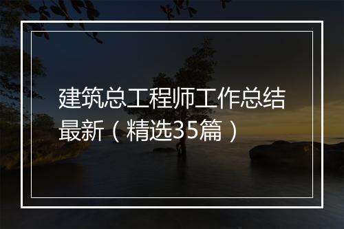 建筑总工程师工作总结最新（精选35篇）
