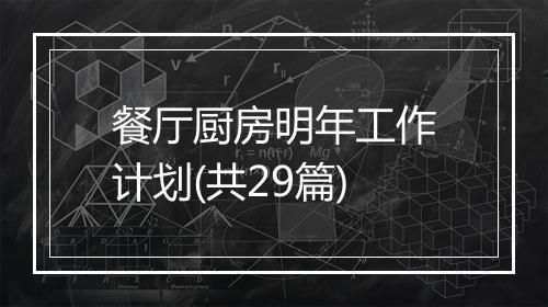餐厅厨房明年工作计划(共29篇)