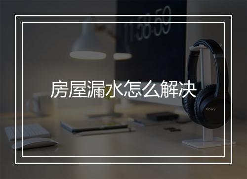 房屋漏水怎么解决