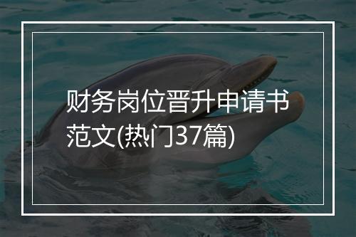 财务岗位晋升申请书范文(热门37篇)