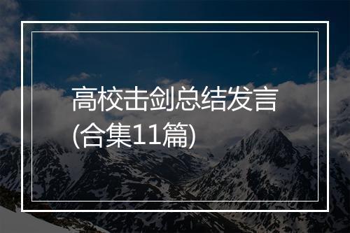 高校击剑总结发言(合集11篇)