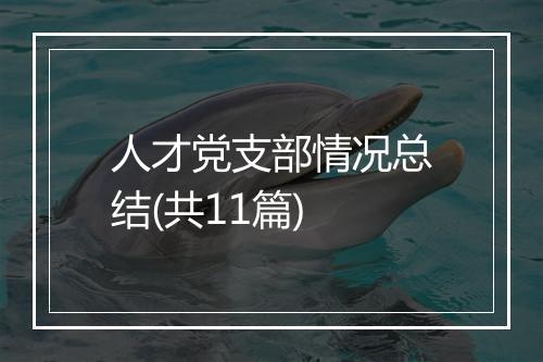 人才党支部情况总结(共11篇)