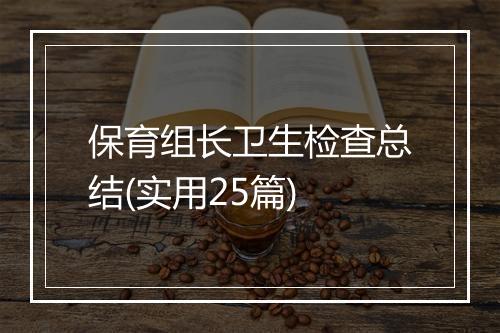 保育组长卫生检查总结(实用25篇)