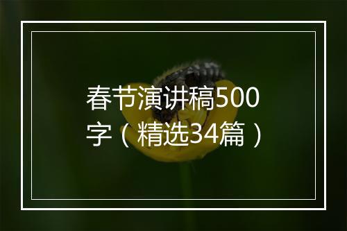 春节演讲稿500字（精选34篇）